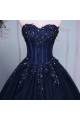 Long Blue Sweetheart Beaded Lace Prom Dresses Party Evening Gowns 3020402