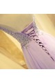 A-Line Beaded Lilac Tulle Prom Dresses Party Evening Gowns 3020407