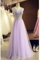A-Line Beaded Lilac Tulle Prom Dresses Party Evening Gowns 3020407