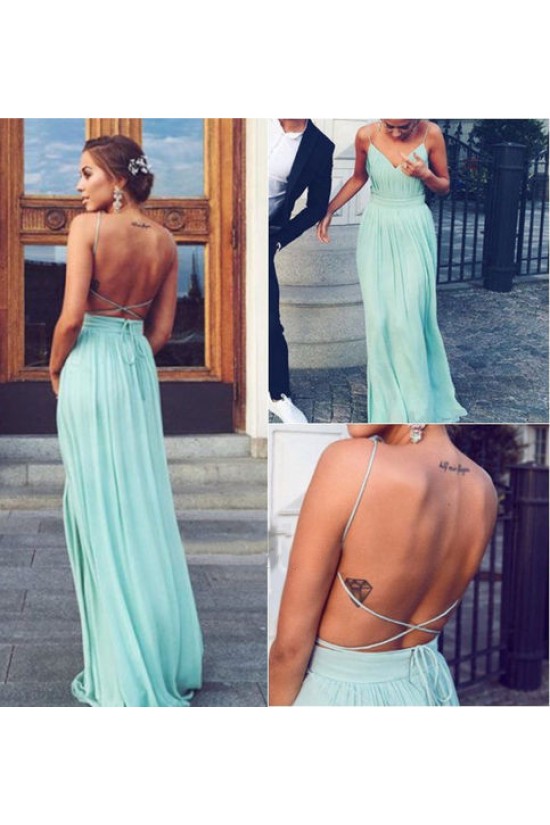 Long Spaghetti Straps Mint Chiffon Prom Dresses Party Evening Gowns 3020416 Long Spaghetti Straps Mint Chiffon Prom Dresses Party Evening Gowns 3020416