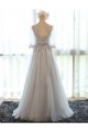 A-Line Illusion Neckline 3/4 Length Sleeves Prom Dresses Party Evening Gowns 3020425