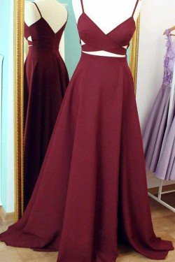 Long Burgundy Spaghetti Straps Prom Dresses Party Evening Gowns 3020427