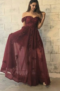 Lace Off-the-Shoulder Long Prom Dresses Party Evening Gowns 3020429