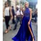 Sexy Beaded Blue Long Prom Dresses Party Evening Gowns with Slit 3020432