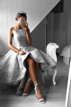 High Low Lace Spaghetti Straps Prom Dresses Party Evening Gowns 3020433