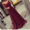 A-Line Off-the-Shoulder Long Burgundy Prom Dresses Party Evening Gowns 3020435
