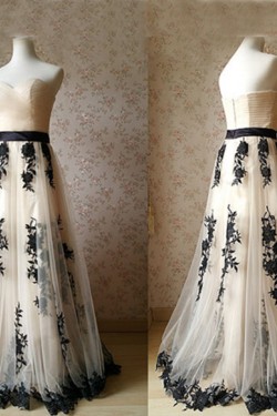 A-Line Sweetheart Lace Tulle Long Prom Dresses Party Evening Gowns 3020441