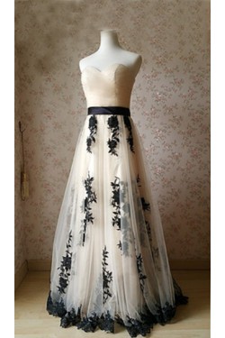 A-Line Sweetheart Lace Tulle Long Prom Dresses Party Evening Gowns 3020441