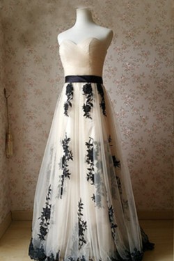 A-Line Sweetheart Lace Tulle Long Prom Dresses Party Evening Gowns 3020441