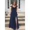 Long Navy Chiffon Side Slit Prom Dresses Party Evening Gowns 3020442