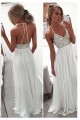 Long White Spaghetti Straps Chiffon Prom Dresses Party Evening Gowns 3020443