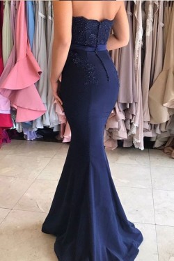 Long Blue Beaded Lace Mermaid Prom Dresses Party Evening Gowns 3020445