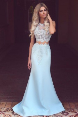Mermaid Lace Two Pieces Prom Dresses Party Evening Gowns 3020447