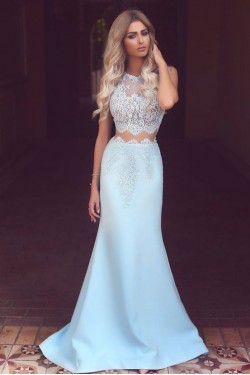 Mermaid Lace Two Pieces Prom Dresses Party Evening Gowns 3020447