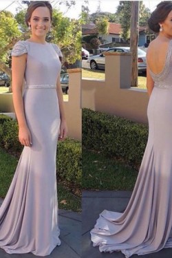 Mermaid Cap Sleeves Beaded Long Prom Dresses Party Evening Gowns 3020448
