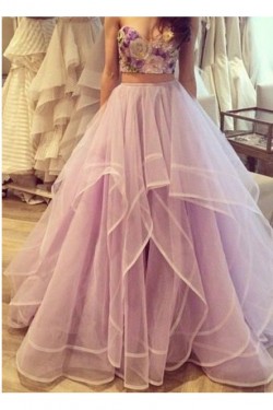 Purple Two Pieces Prom Dresses Party Evening Gowns 3020463