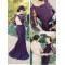 3/4 Length Sleeves Mermaid Long Purple Lace Prom Dresses Party Evening Gowns 3020464