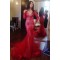 Long Sleeves Mermaid V-Neck Lace Red Prom Dresses Party Evening Gowns 3020468