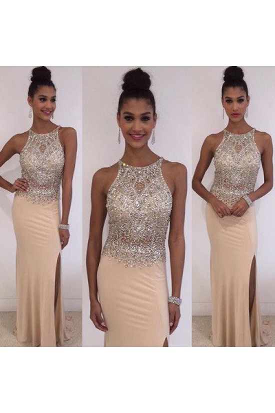 Sheath Beaded Long Prom Dresses Party Evening Gowns 3020476