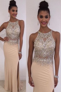 Sheath Beaded Long Prom Dresses Party Evening Gowns 3020476