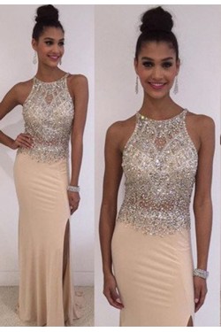 Sheath Beaded Long Prom Dresses Party Evening Gowns 3020476