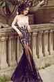 Sexy Mermaid Long Sleeves Black White Lace Prom Dresses Party Evening Gowns 3020484