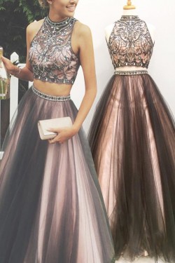 Beaded Two Pieces Prom Dresses Party Evening Gowns 3020485