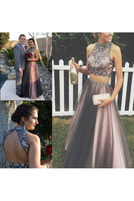 Beaded Two Pieces Prom Dresses Party Evening Gowns 3020485