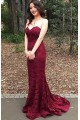 Long Mermaid Lace Burgundy Prom Dresses Party Evening Gowns 3020488