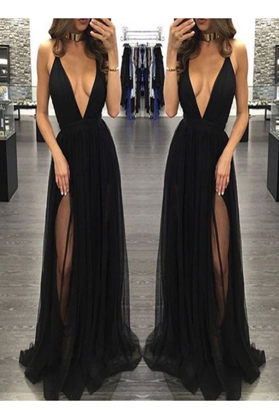 Sexy Low V-Neck Long Black Prom Dresses Party Evening Gowns 3020492 Sexy Low V-Neck Long Black Prom Dresses Party Evening Gowns 3020492