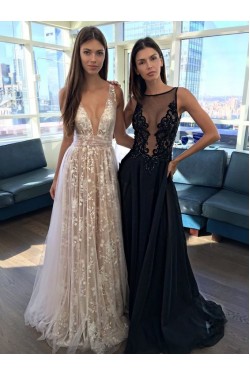 Sexy Illusion Neckline Lace Chiffon Long Prom Dresses Right Picture 3020494