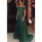 Long Green Lace Off-the-Shoulder Prom Dresses Party Evening Gowns 3020498
