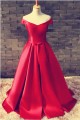Long Red Off-the-Shoulder Prom Dresses Party Evening Gowns 3020500
