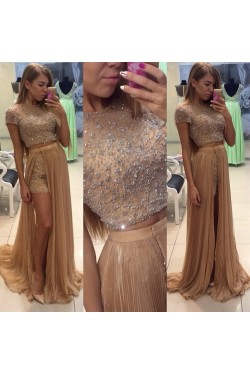 Beaded Two Pieces Long Prom Dresses Party Evening Gowns 3020502