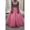 Beaded Two Pieces Long Pink Keyhole Back Prom Dresses Party Evening Gowns 3020503