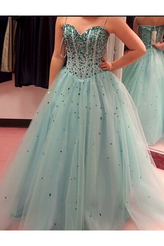 Ball Gown Beaded Tulle Prom Dresses Party Evening Gowns 3020504