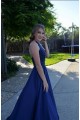 A-Line Beaded Halter Long Blue Prom Dresses Party Evening Gowns 3020507