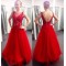 Long Red Lace and Tulle Prom Dresses Party Evening Gowns 3020508