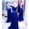 Long Blue Beaded Illusion Neckline Prom Dresses Party Evening Gowns 3020511