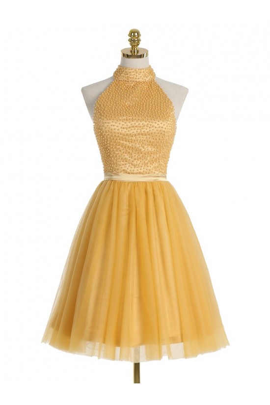 Short Yellow Homecoming Cocktail Prom Dresses 3020524