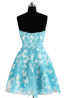 Short Blue Lace Appliques Homecoming Cocktail Prom Dresses 3020528