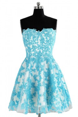 Short Blue Lace Appliques Homecoming Cocktail Prom Dresses 3020528