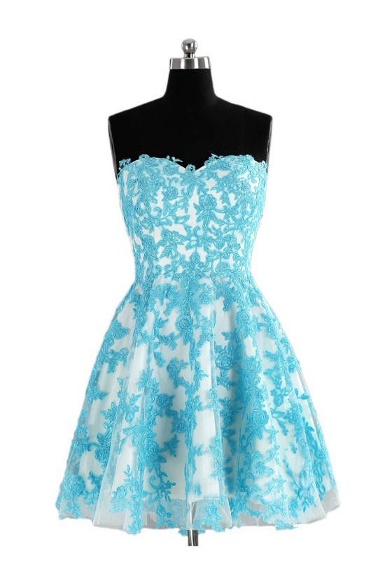Short Blue Lace Appliques Homecoming Cocktail Prom Dresses 3020528 Short Blue Lace Appliques Homecoming Cocktail Prom Dresses 3020528