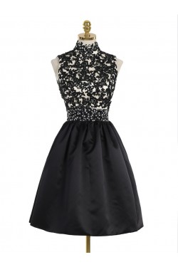 Short Black High Neck Lace Homecoming Cocktail Prom Dresses Party Evening Gowns 3020530
