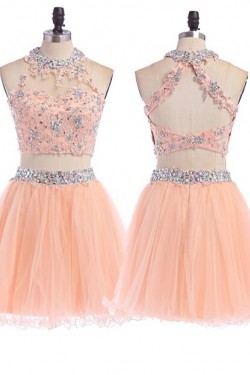 Beaded Lace Tulle Homecoming Cocktail Prom Dresses Party Evening Gowns 3020543