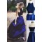 Chic Two Pieces Halter Sleeveless Royal Blue Floor-Length Prom Dresses 3020553