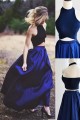 Chic Two Pieces Halter Sleeveless Royal Blue Floor-Length Prom Dresses 3020553
