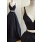 A-Line Two Pieces Simple Long Dark Navy Prom Dresses 3020554