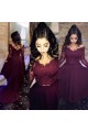 Assymetrical Two Pieces Lace Burgundy Long Evening Party Prom Dresses 3020556