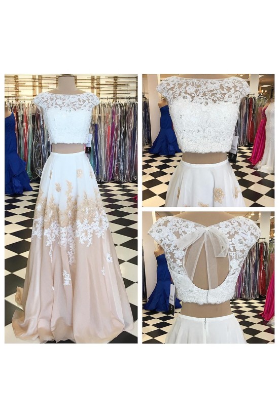 A-line Two Piece Long Floor Length Prom Dress with Open Back 3020557 A-line Two Piece Long Floor Length Prom Dress with Open Back 3020557